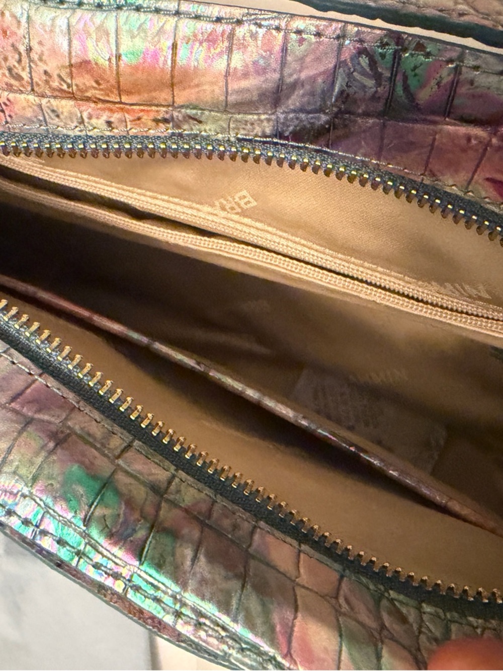 Brahmin Iridescent Multi-Color Croc-Embossed Crossbody and Wallet Set - Picture 4 of 9